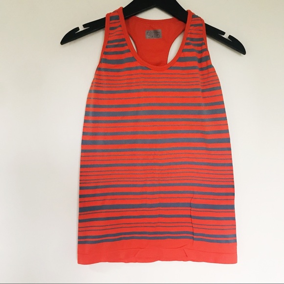 Athleta Racerback Striped Tank Top Orange Small - Picture 2 of 7